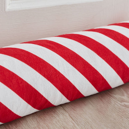 Candy Cane Shaped Door Draught Excluder White / Red