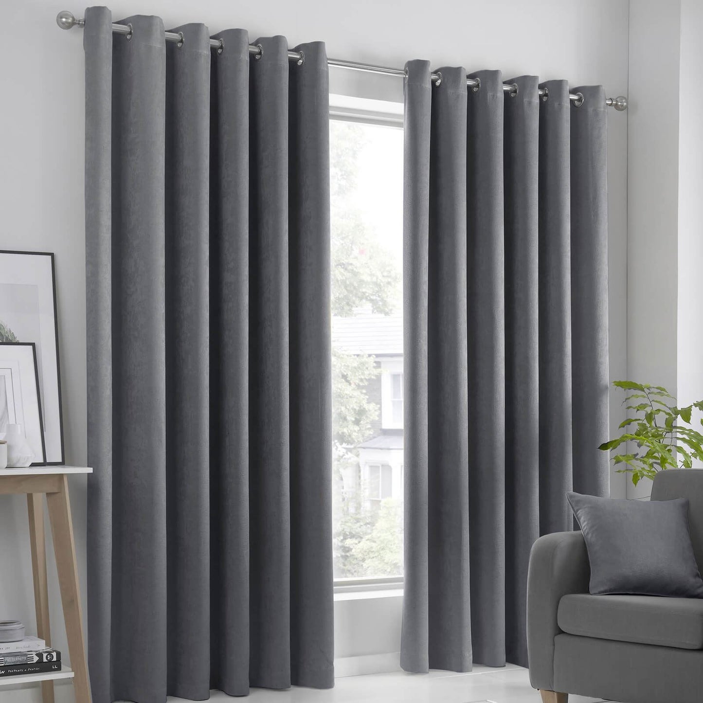 Strata Charcoal Eyelet Curtains