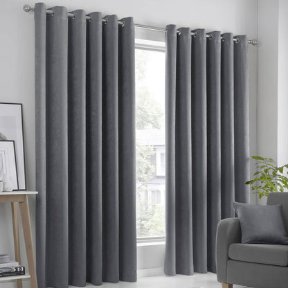 Strata Charcoal Eyelet Curtains