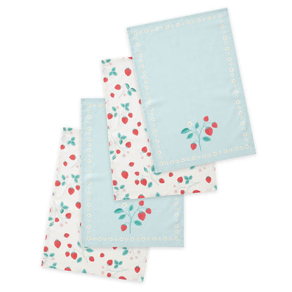 Strawberry Garden Cream/ Red Tea Towel