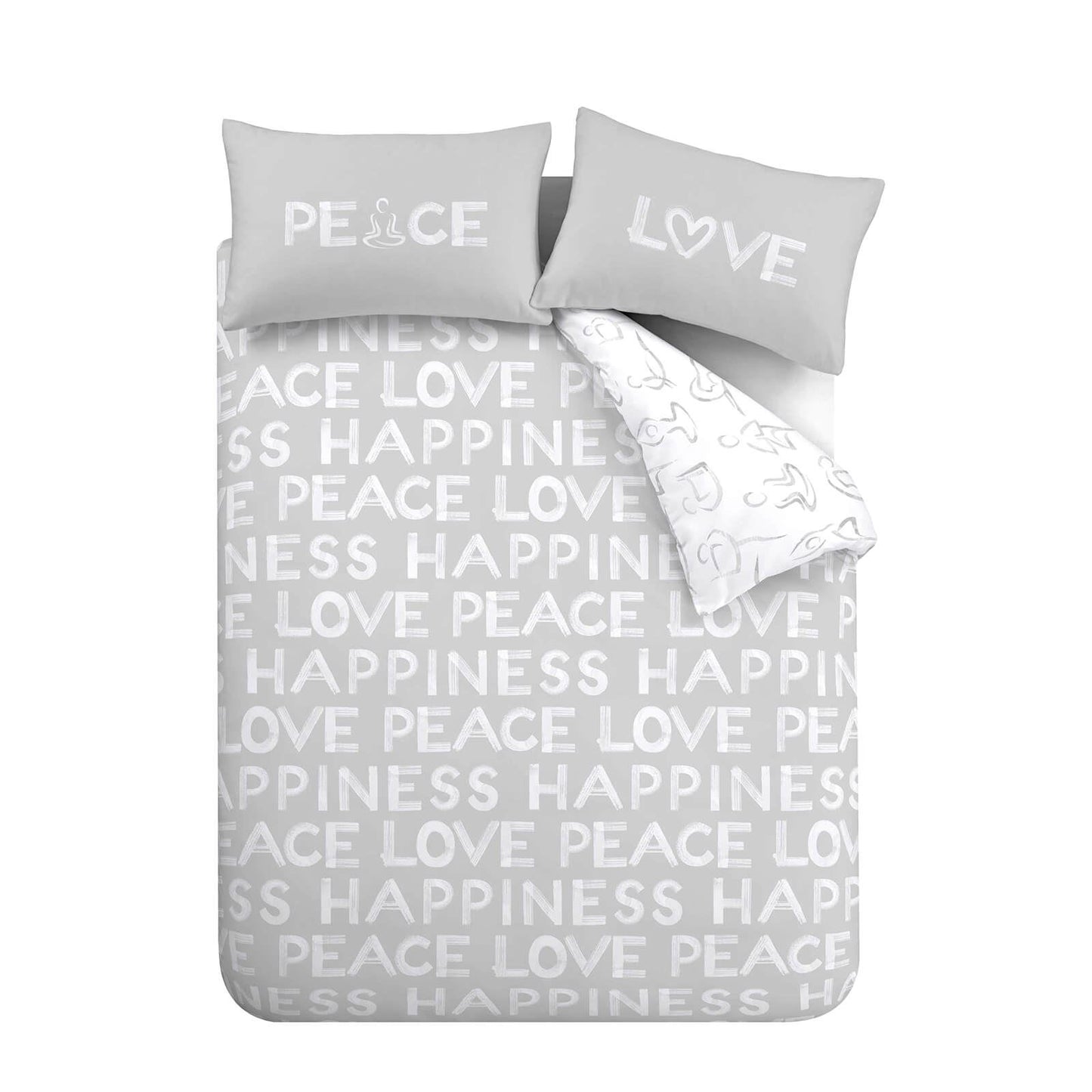 Peace and Yoga Grey Duvet Set