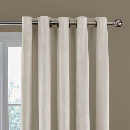 Kingsley Matt Velvet 66x90 Inch Lined Eyelet Curtains Two Panels Cream