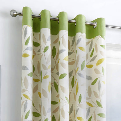 Beechwood Leaf Green Eyelet Curtains