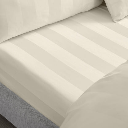 Catherine Lansfield So Soft Satin Stripe Cream Fitted Sheet