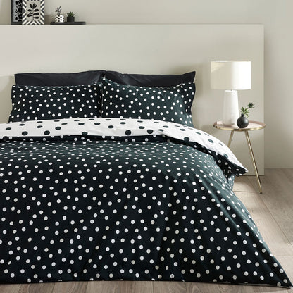 Catherine Lansfield Polka Dot Black / White Duvet Cover Set