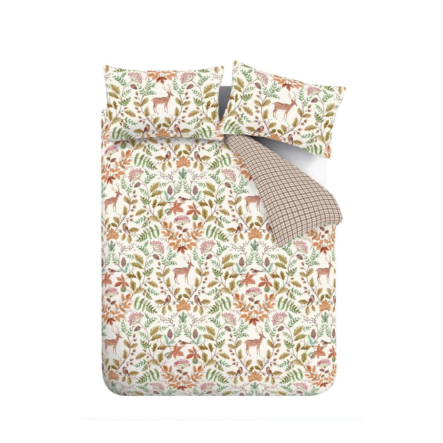 Catherine Lansfield Woodland Stag Reversible Bedding Duvet Cover Set Cream