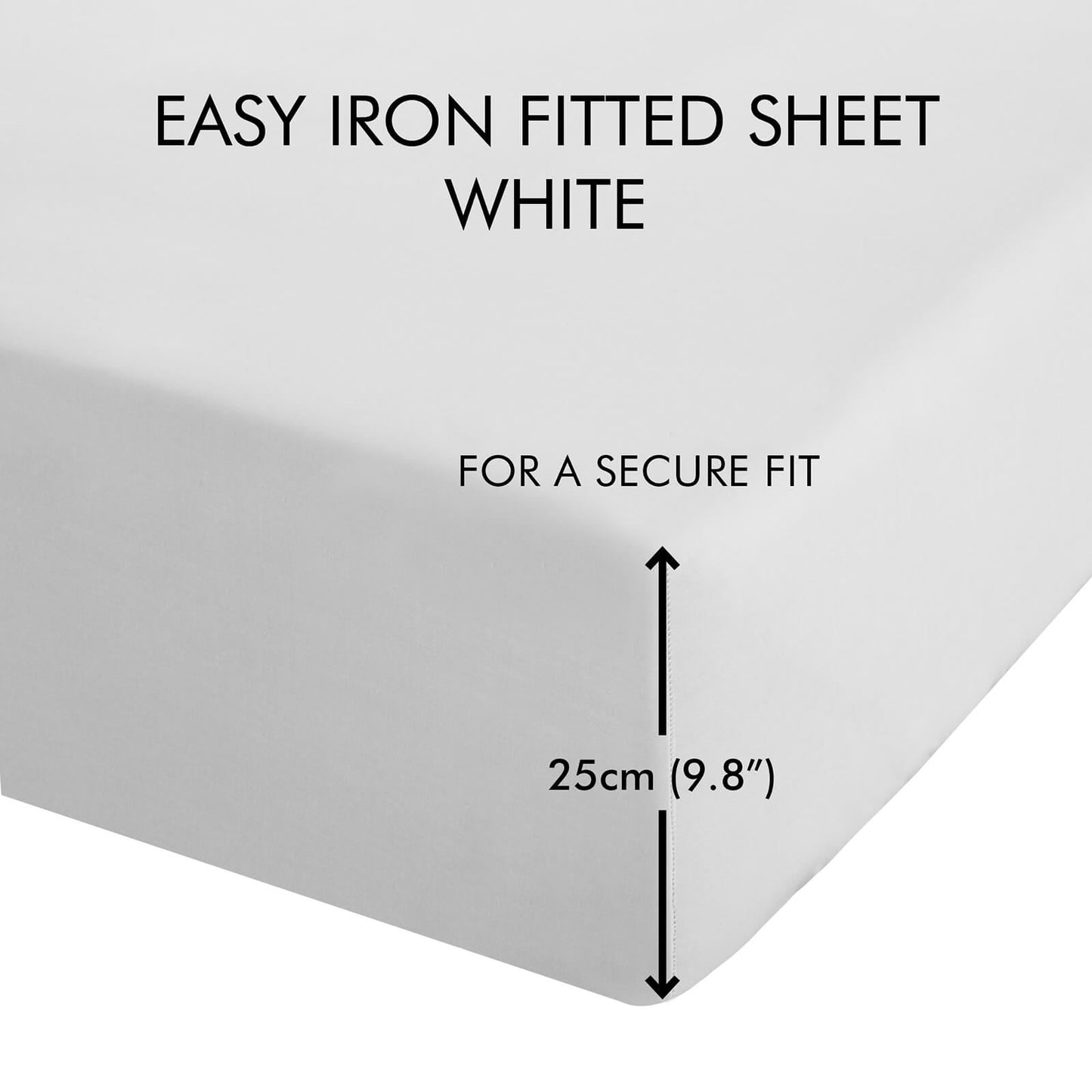 Easy Iron Percale White Fitted Sheet