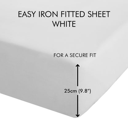 Easy Iron Percale White Fitted Sheet