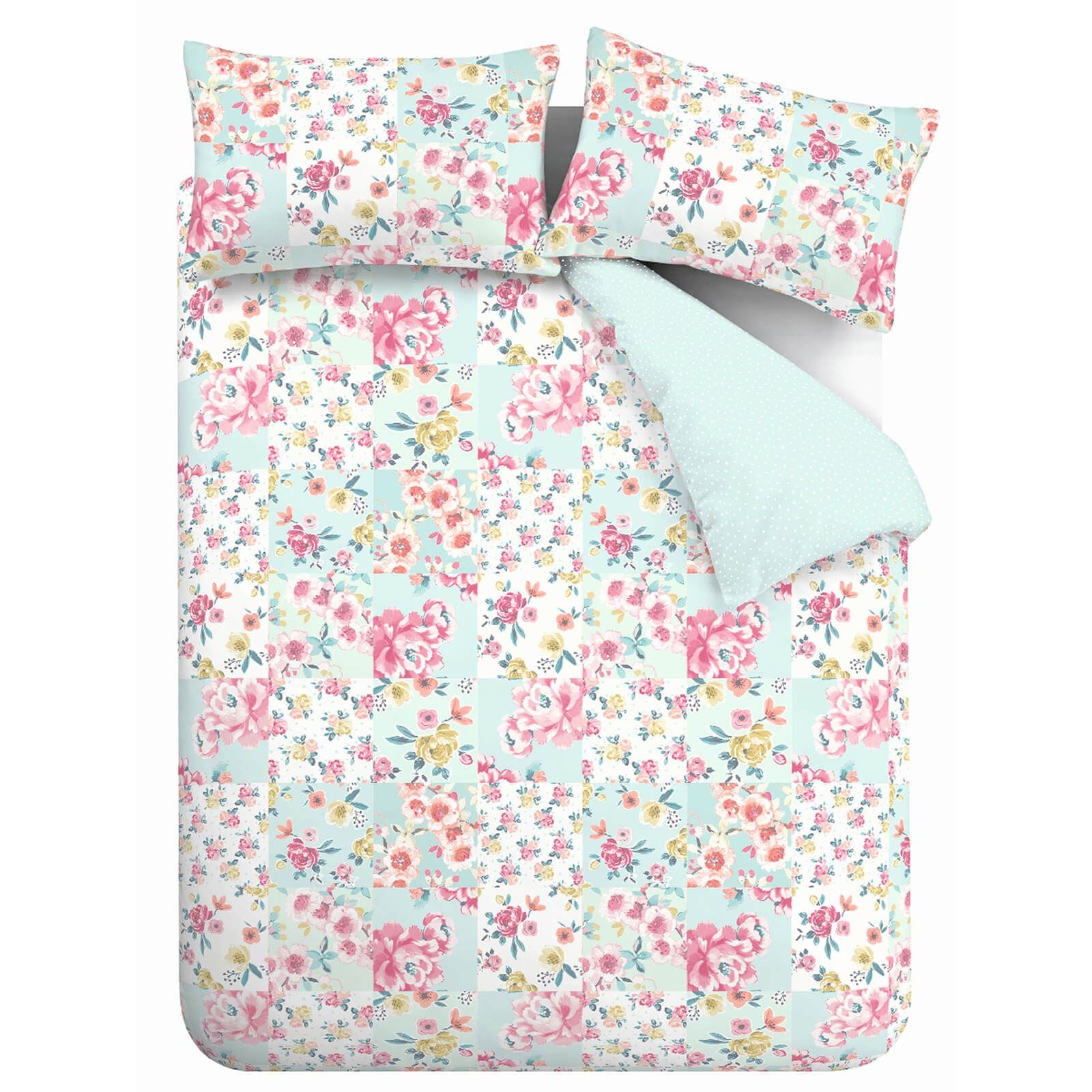 Flower PaTChwork Duck Egg Duvet Set