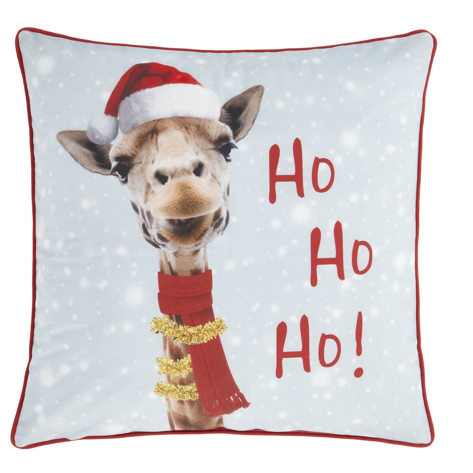 Christmas Giraffe Red Filled Cushion