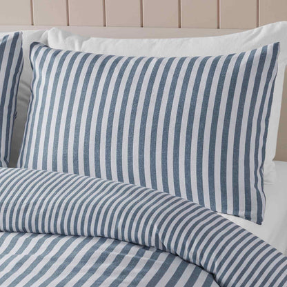 Brushed Stripe Blue Single Duvet Cover Set