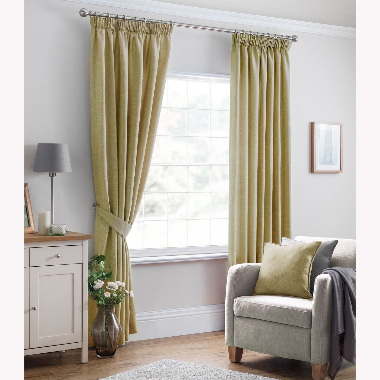 Versailles Ochre Pencil Pleat Curtains