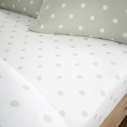 Brushed Polka Dot Green Fitted Sheet