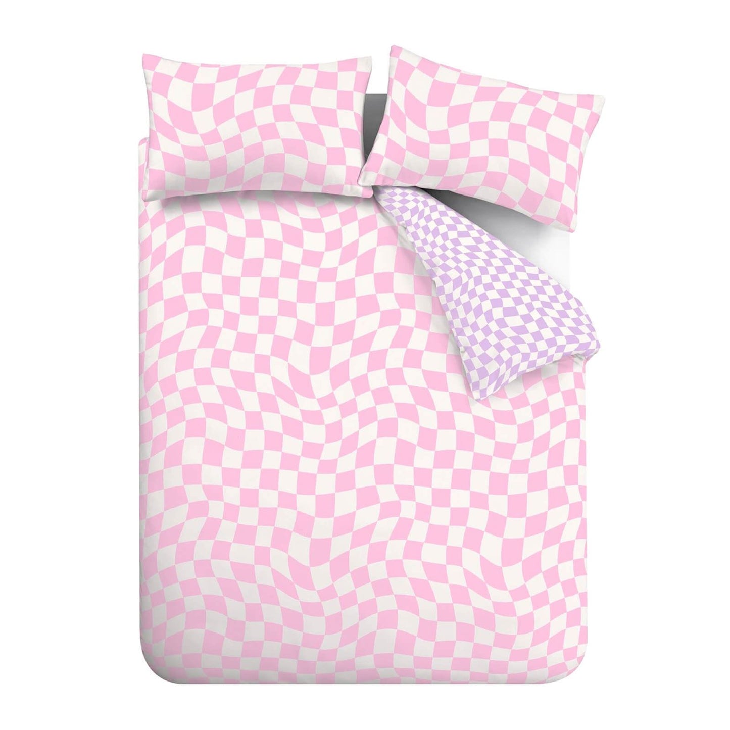 Checkerboard Wave Pink Duvet Cover Set