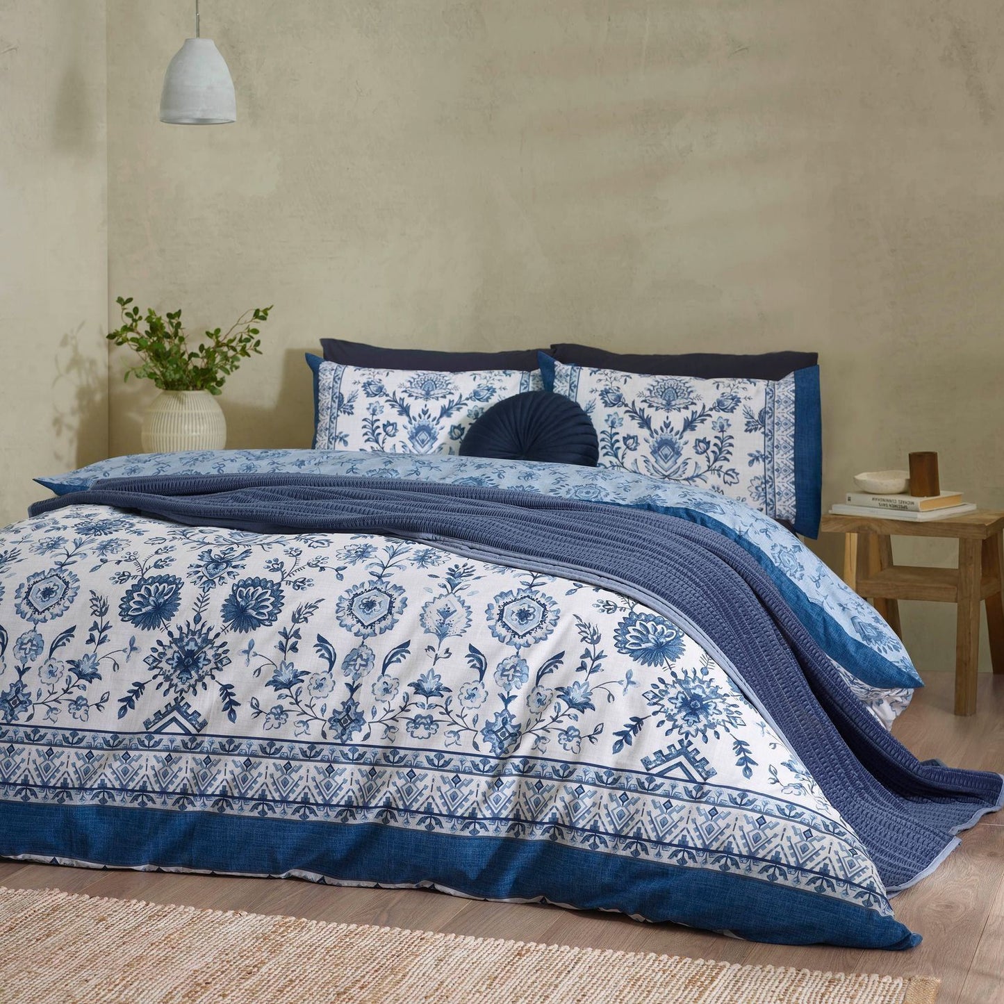 Catherine Lansfield Zoukara Blue Duvet Cover Set