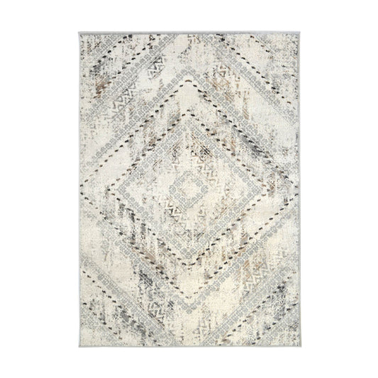 Abstract Square Grey Rug