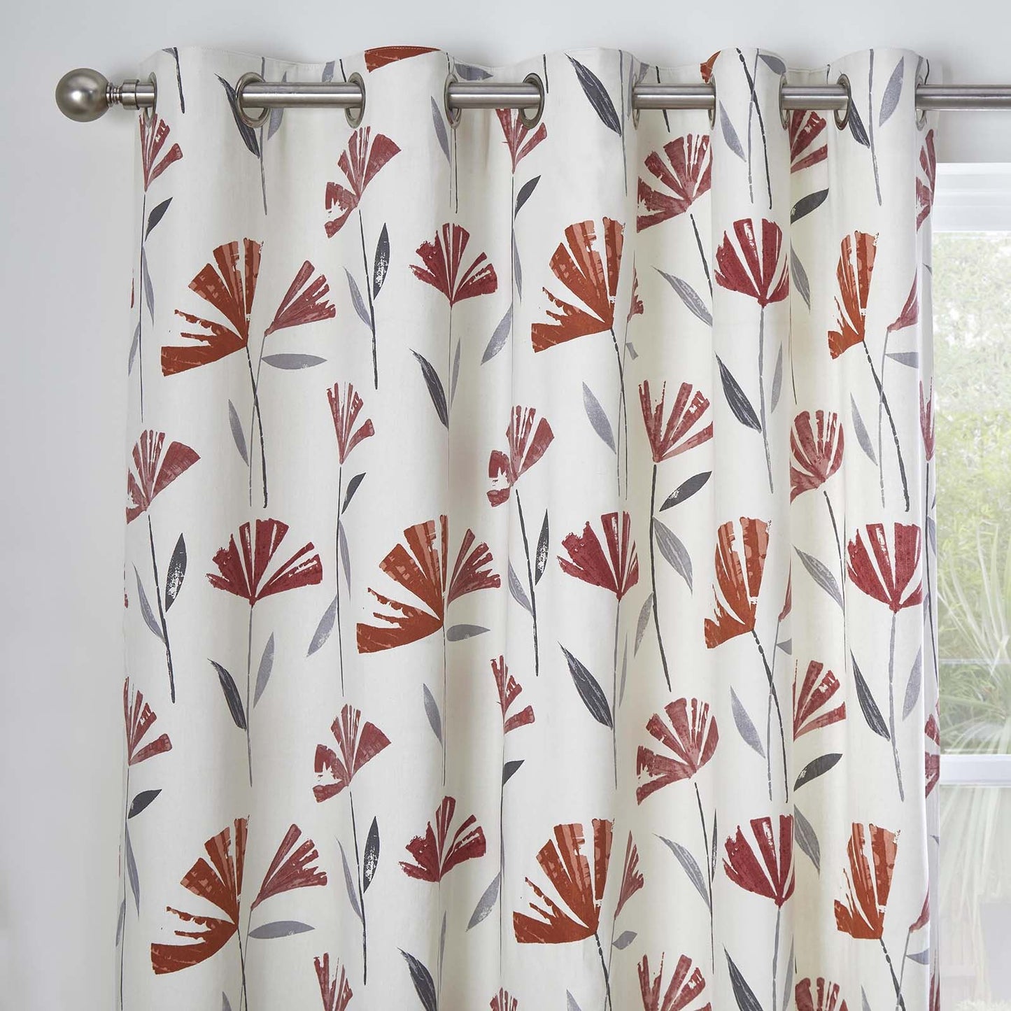 Dacey Red Eyelet Curtains