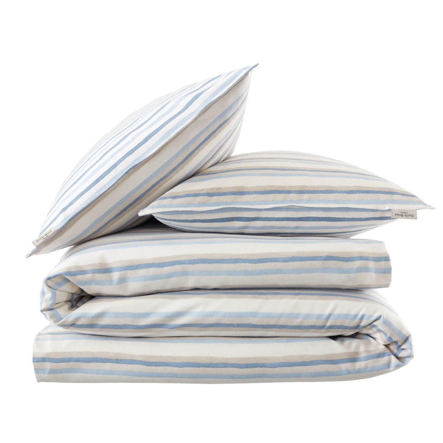 Emily Bond Somerset Striped Cotton Bedding Duvet Cover Set Blue