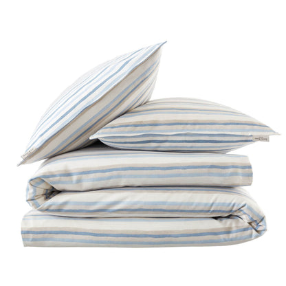 Emily Bond Somerset Striped Cotton Bedding Duvet Cover Set Blue