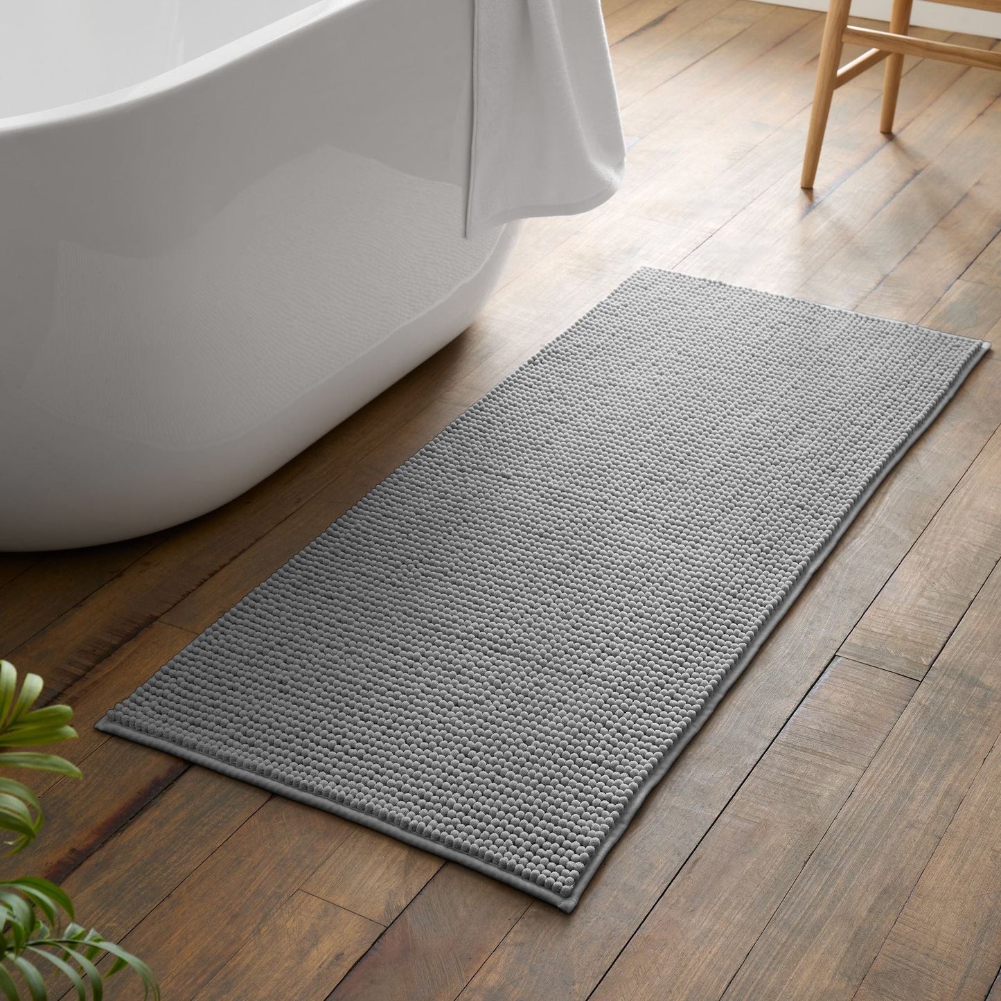 Catherine Lansfield Bobble Silver Grey Bath - Bath Runner