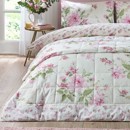Catherine Lansfield Avebury Floral Cream Bedspread - 220x230cm