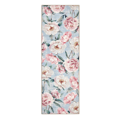 Hug Rug Eco-Washable Blooming Peonies Powder Blue Rug