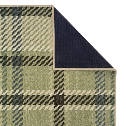 Hug Rug Eco-Washable Isla Plaid Emerald 75x220
