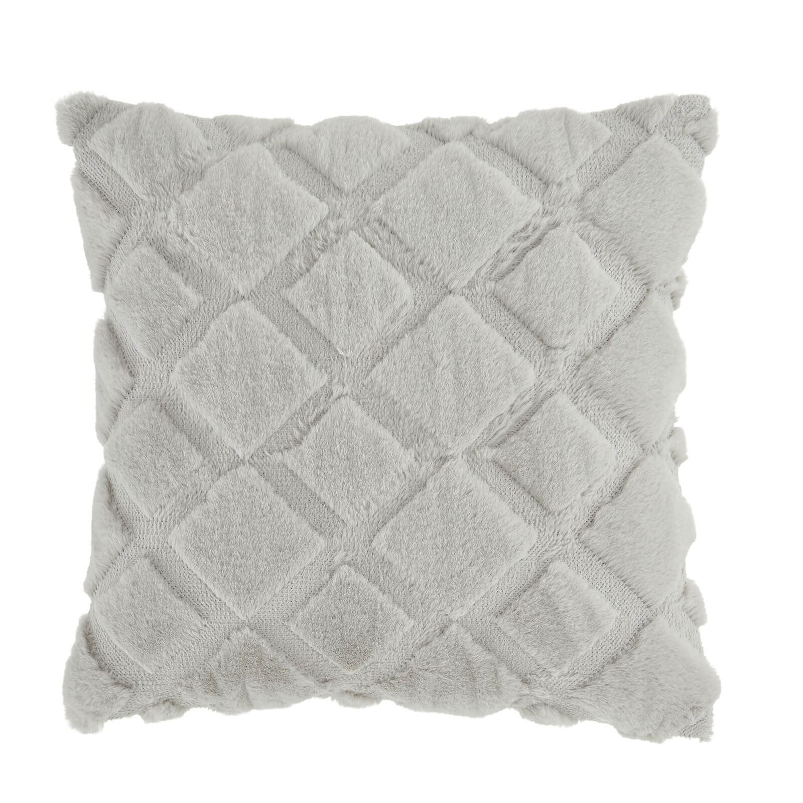 Cosy Diamond Silver Grey Filled Cushion