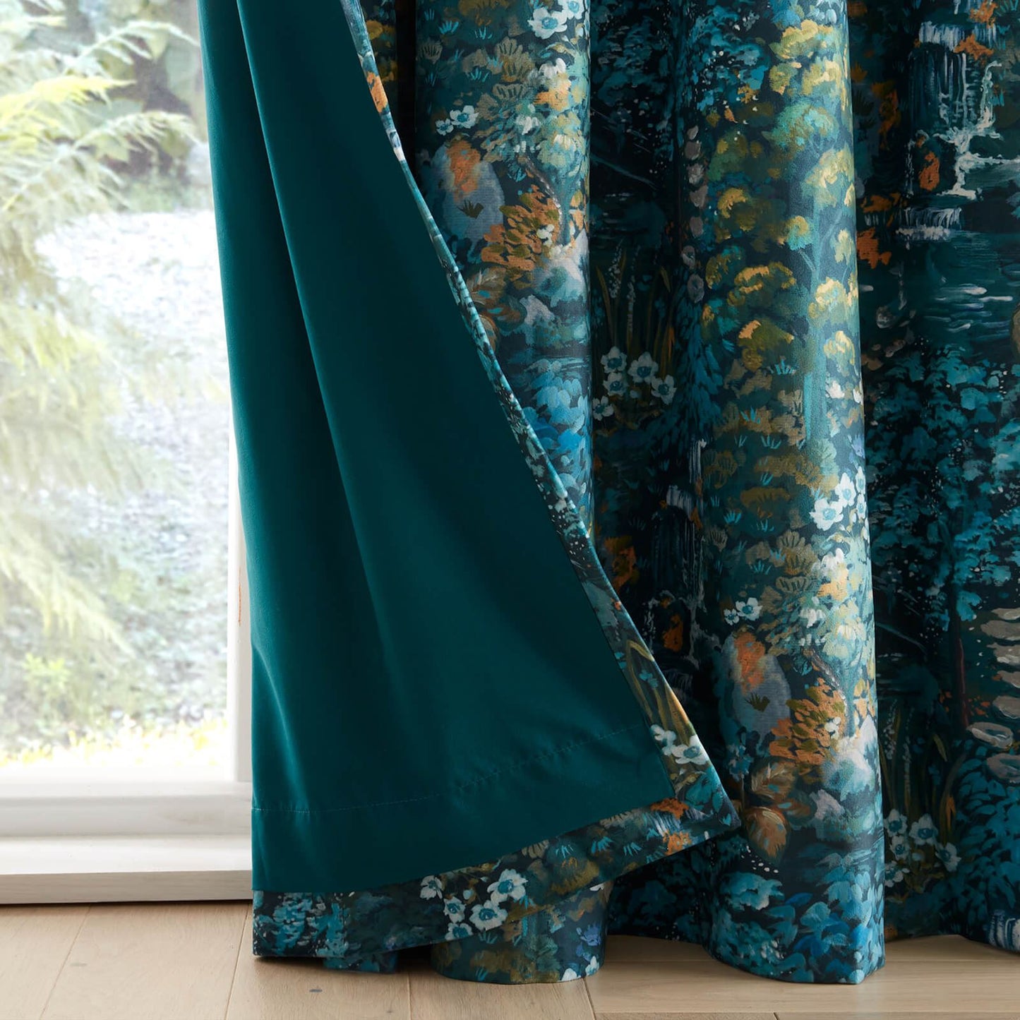 Garden Walk Blue Curtains Two Panels