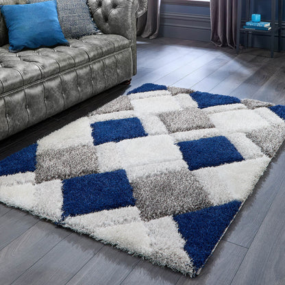 Origins 3D GEO Shaggy Navy Rug
