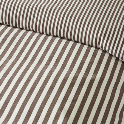 Catherine Lansfield Striped Reversible Cotton Bedding Duvet Cover Set Chocolate