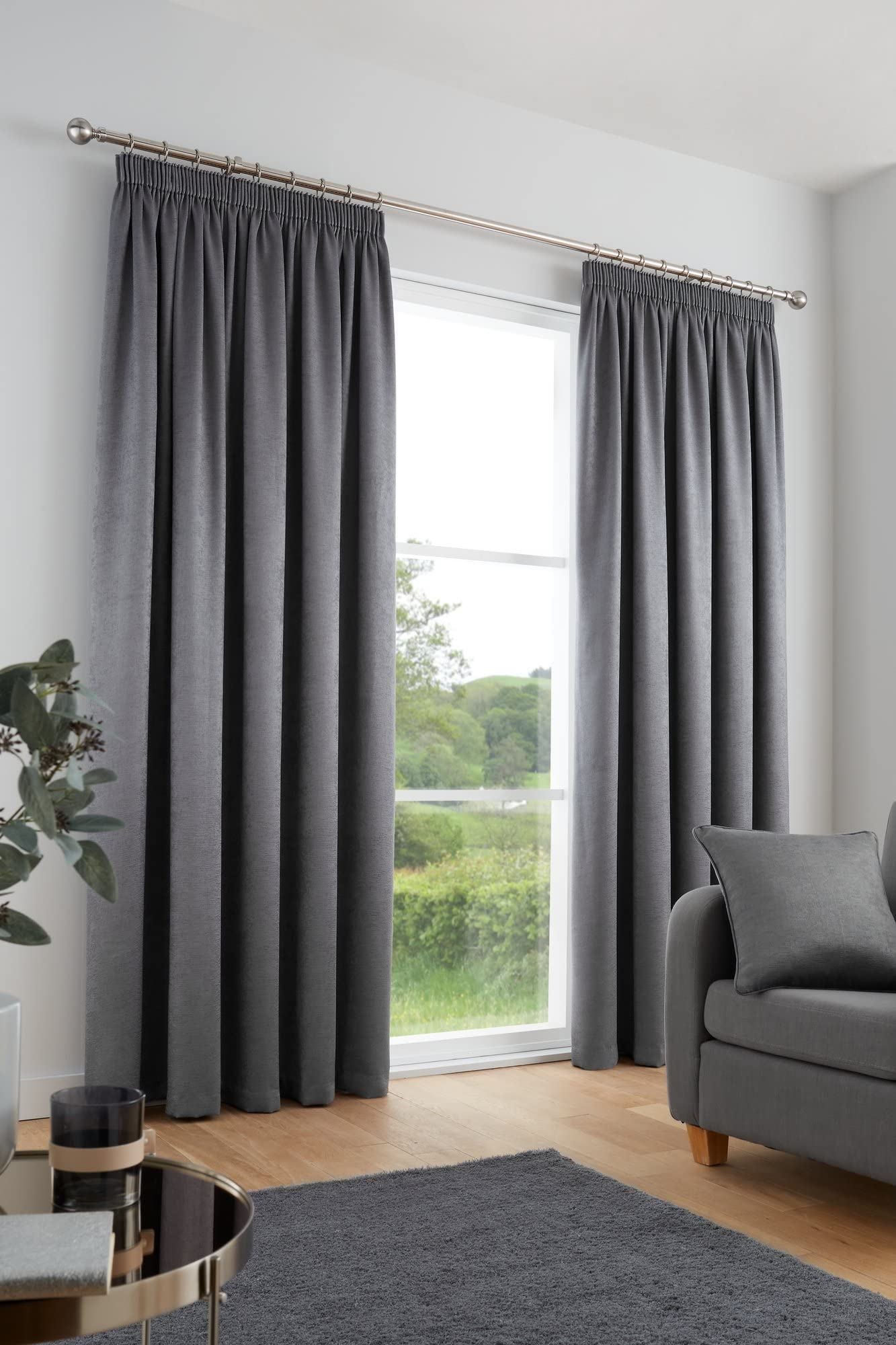 Galaxy Charcoal Pencil Pleat Curtains