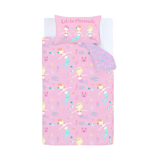 Lets Be Mermaids Pink Kids Duvet Set