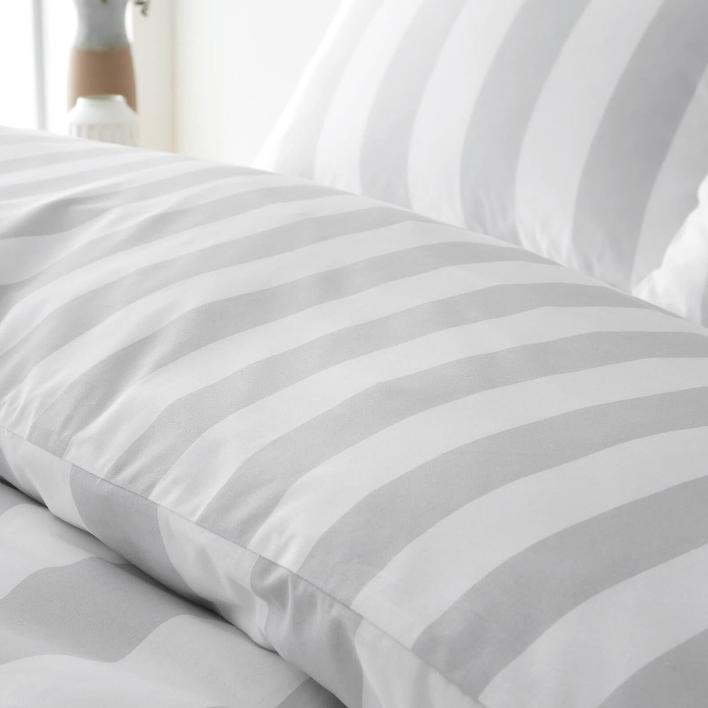 Cove Stripe Silver Duvet Cover Set