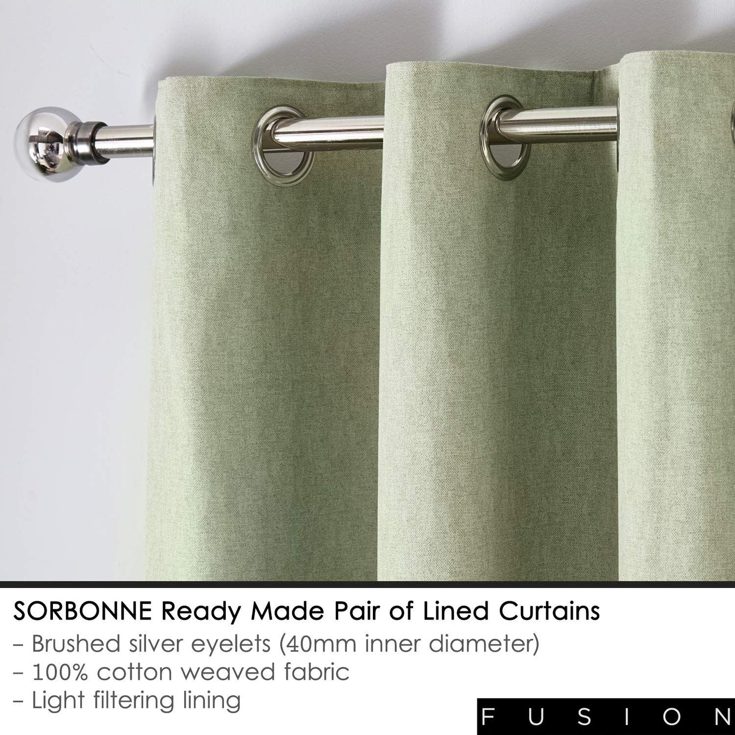 Sorbonne Green Eyelet Curtains