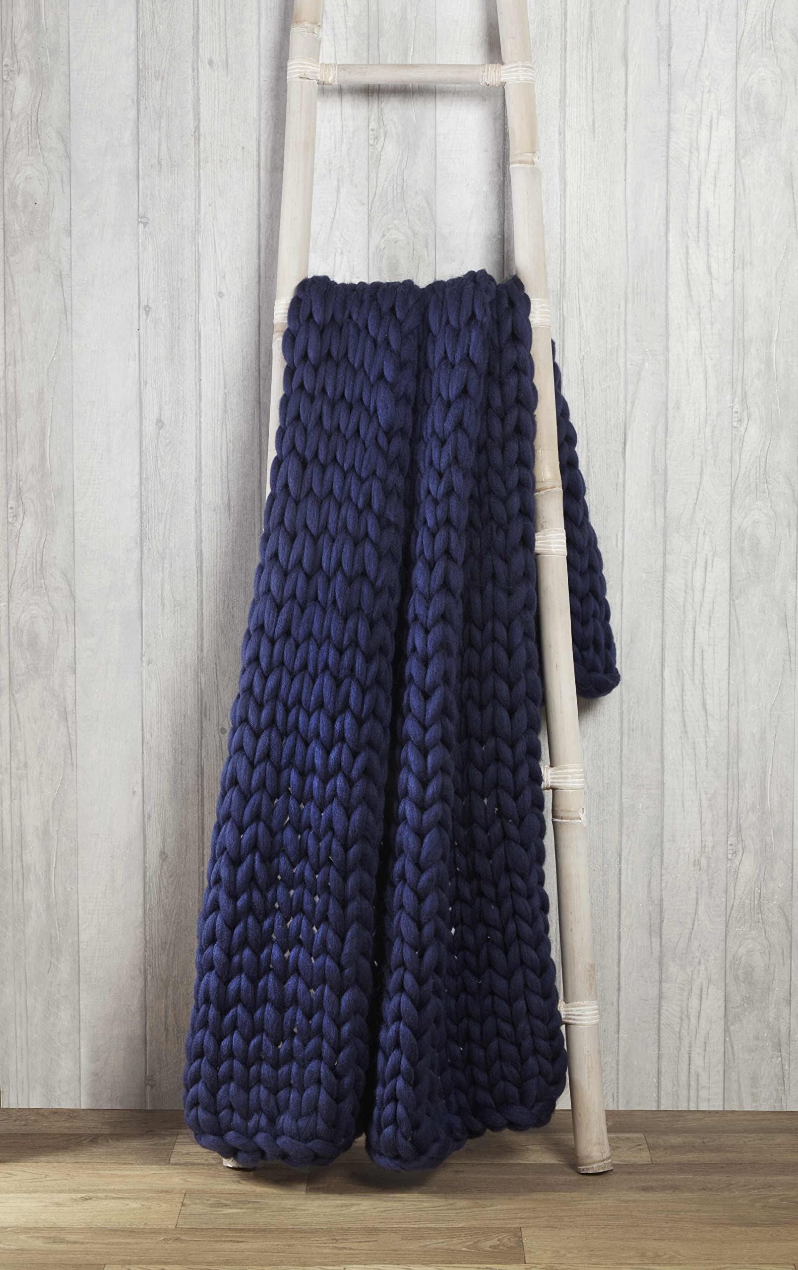 Cable Knit Navy Throw