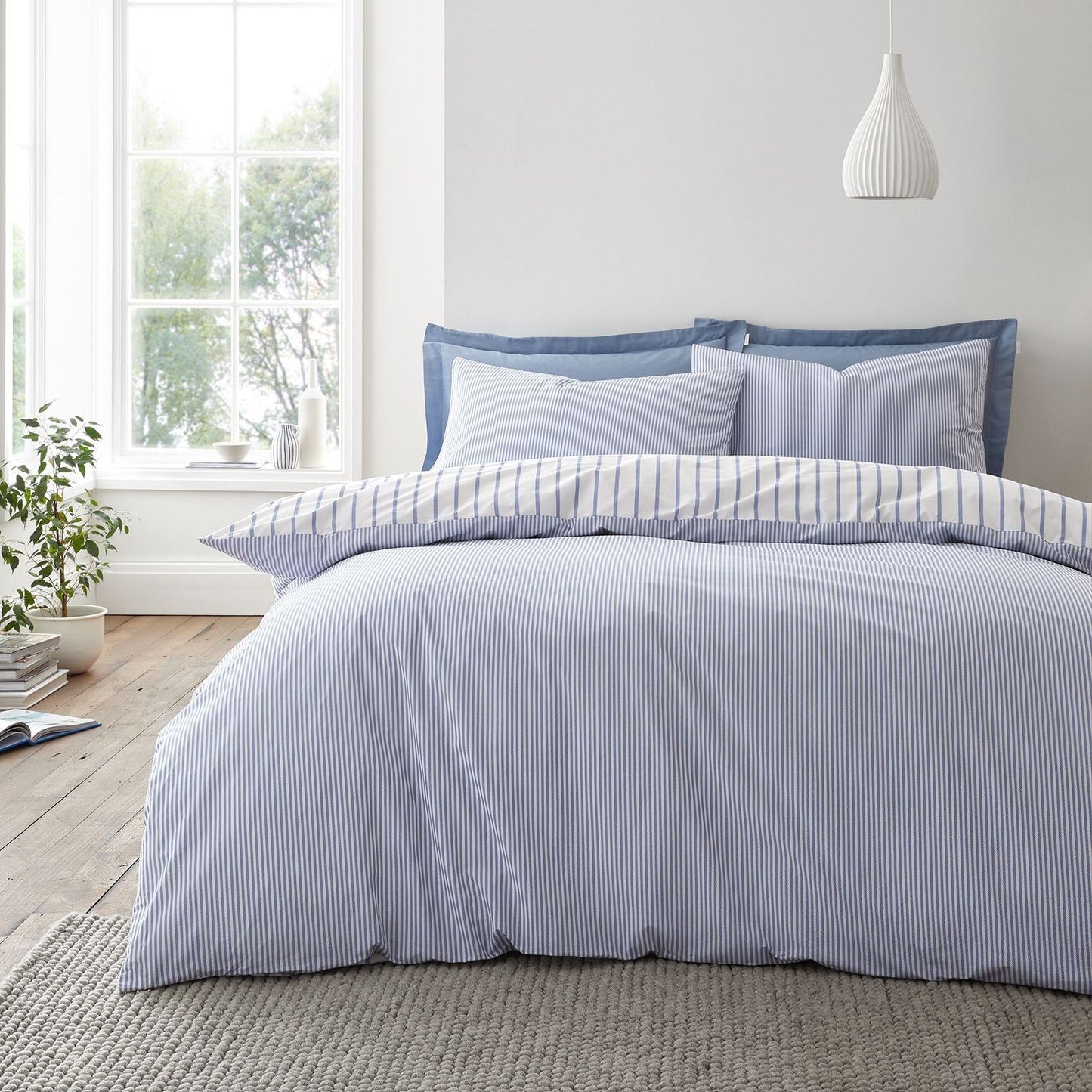 Bianca Hampton Stripe Blue Duvet Cover Set