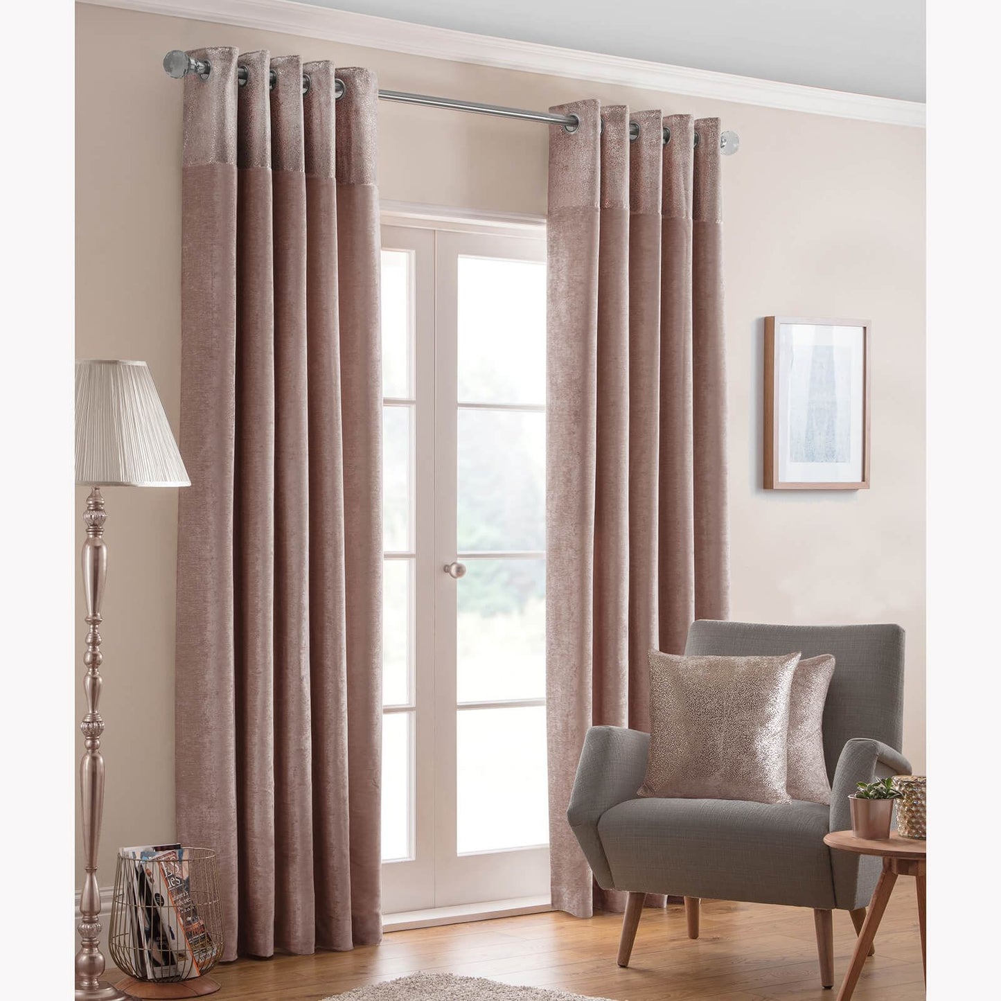 Nova Plain Blush Eyelet Curtains