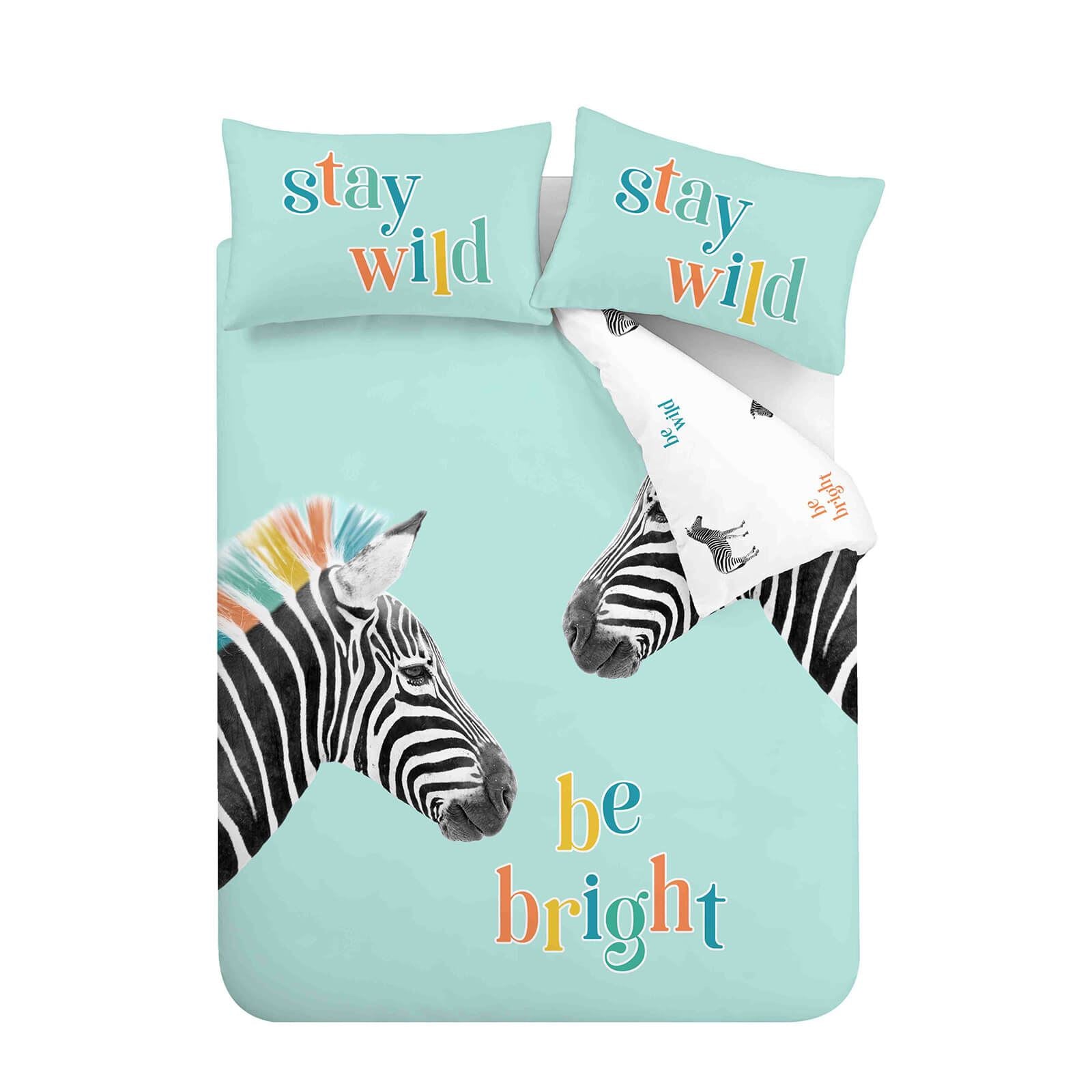 Stay Wild Zebra Blue Duvet Set