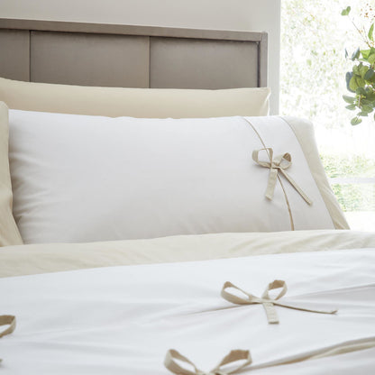 Milo Bow Natural Duvet Cover Set