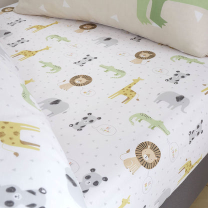 Roarsome Animals Natural Fitted Sheet