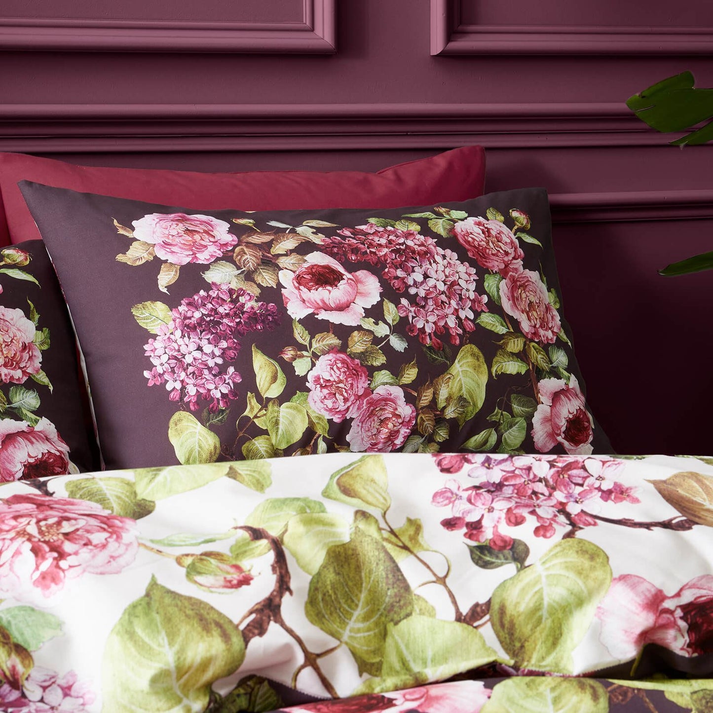 Pia Floral Plum Duvet Cover Set