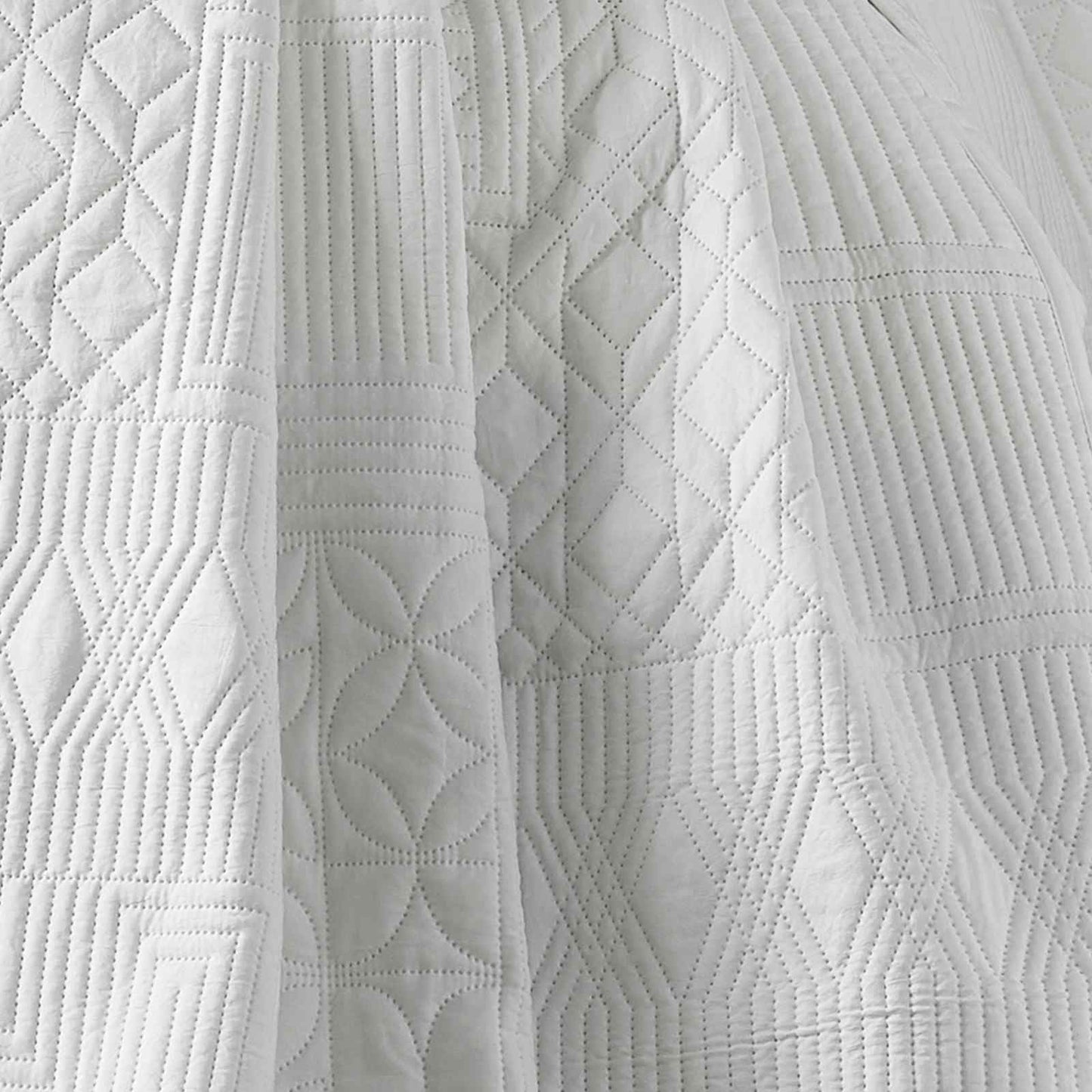 Folkstone Geo White Bedspread