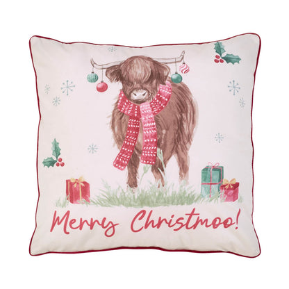 Catherine Lansfield Merry Christmoo Soft Touch Cushion Natural - 45x45cm