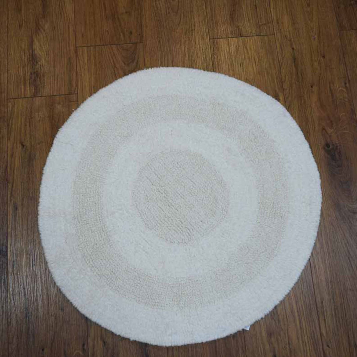 Plain Round Cream Bath Mat