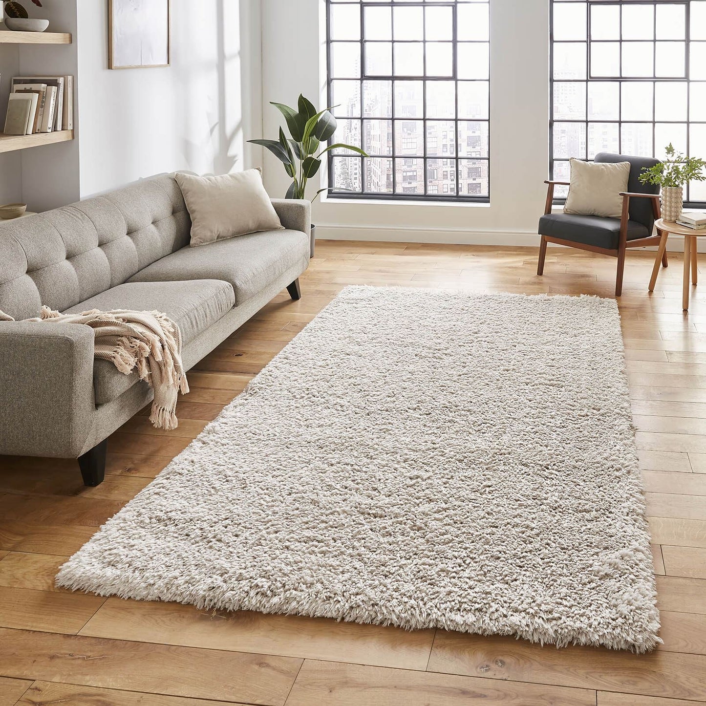 Solace 0961 Ivory Shaggy Rug