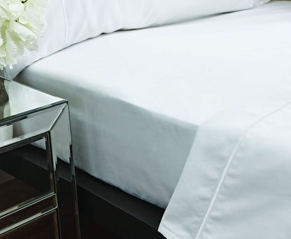 800TC Cotton Sateen White Fitted Sheet