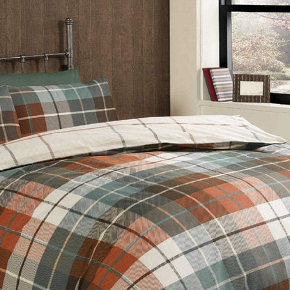 Lomond Check Flannellette Terracotta Duvet Set