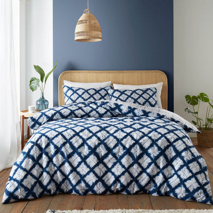 Shibori Tie Dye Navy Blue Duvet Cover Set