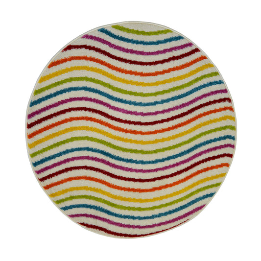 Colour Pop Wave Kids Multi Rug - 100 X 100cm (3ft 2" x 3ft 2")